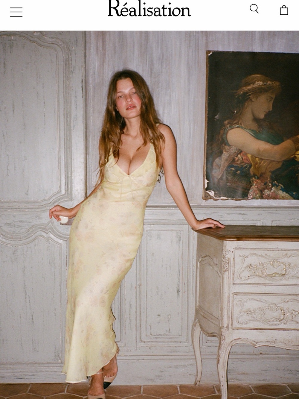 Realisation Par Pale Yellow Floral Slip Dress